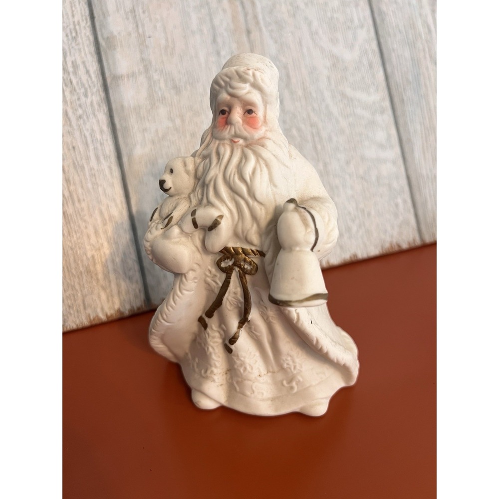 Vintage K's Collection Santa Figurine Porcelain with Gold Accents 6.75"‎